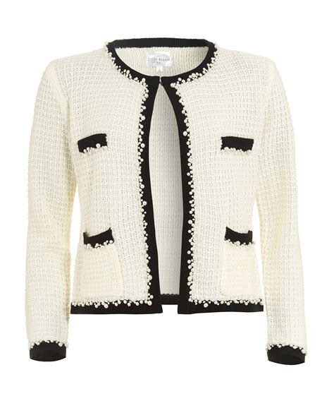 chanel blazer black and white|chanel blazer material.